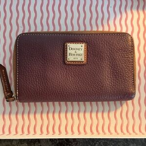 Dooney & Bourke Plum Leather Zip Card Holder